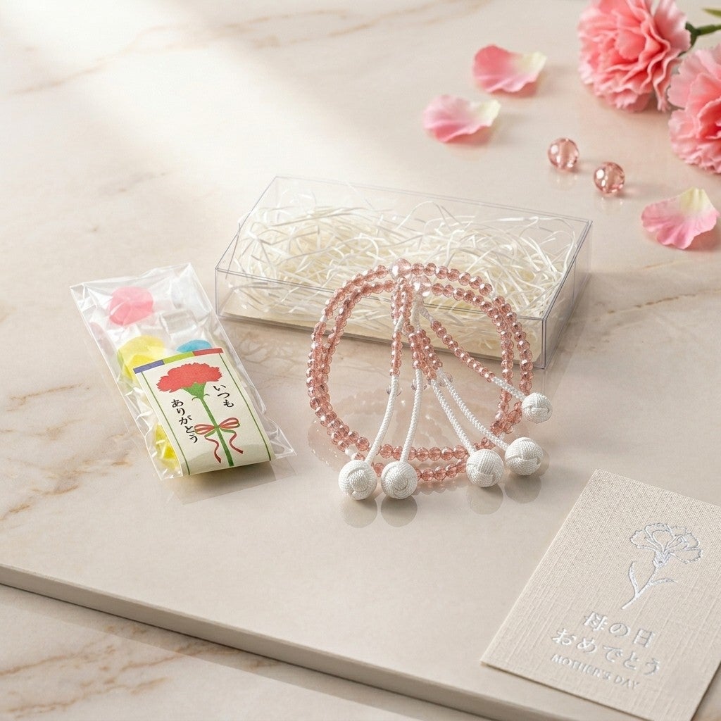 金剛堂_【母の日ギフト】念珠バロックパール　ピンク "ありがとう"セット_イメージ2
