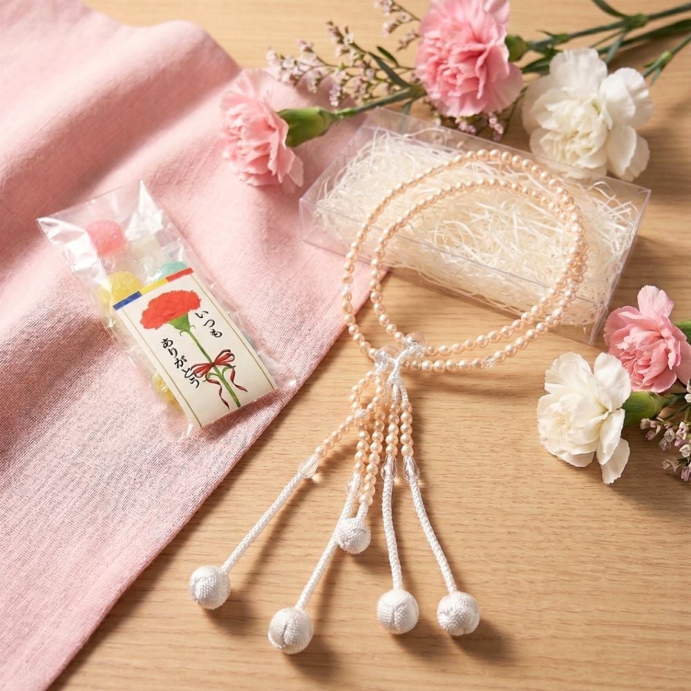 金剛堂_念珠バロックパール　クリーム "ありがとう"セット-イメージ