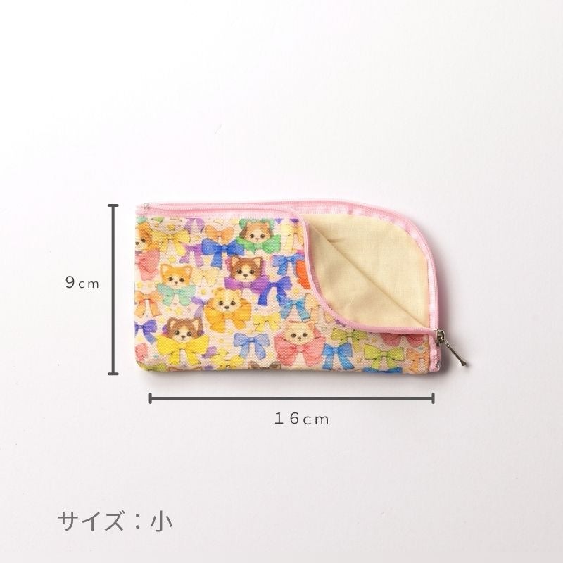 念珠入 綿　アニマルリボン　ピンク-小_サイズ