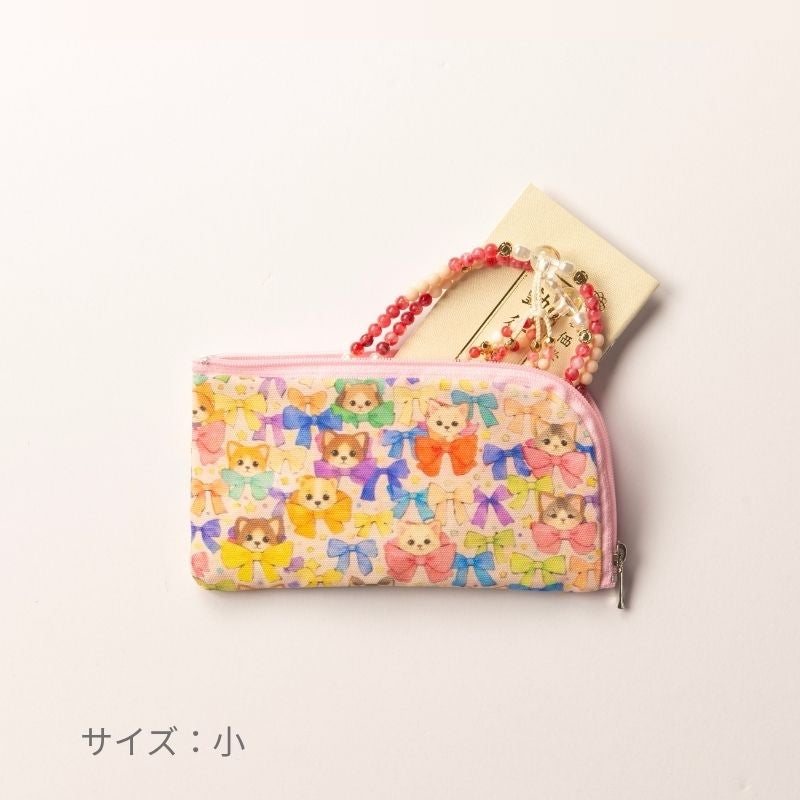 念珠入 綿　アニマルリボン　ピンク-小_サイズ念珠入 綿　アニマルリボン　ピンク-小_使用例