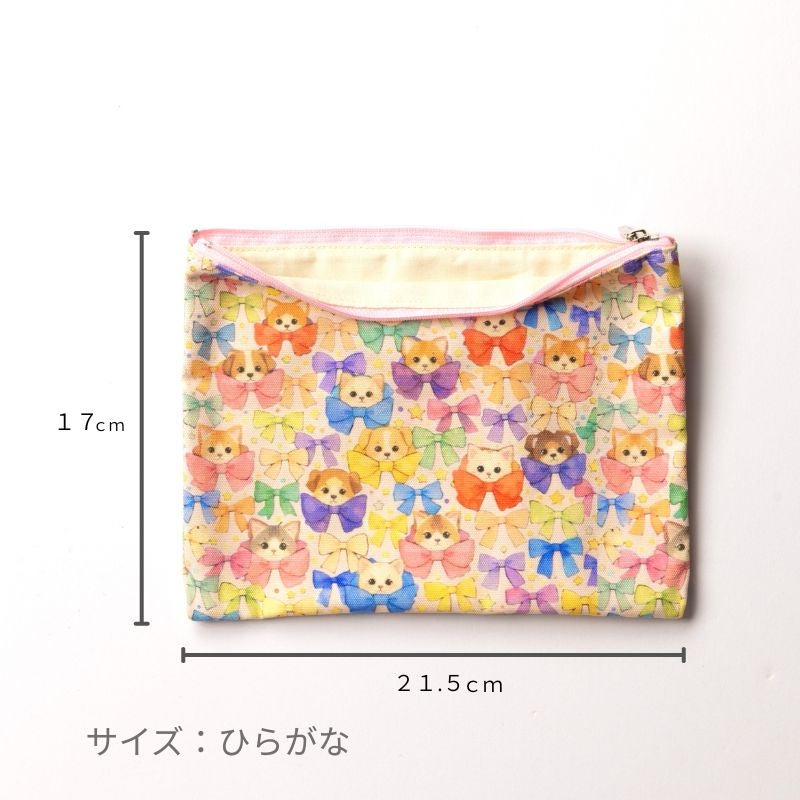 念珠入 綿　アニマルリボン　ピンク-ひらがな_サイズ